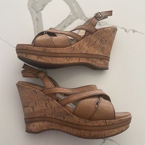 Cork Tan Wedge Heel Sandals | Mudd | size 9.5